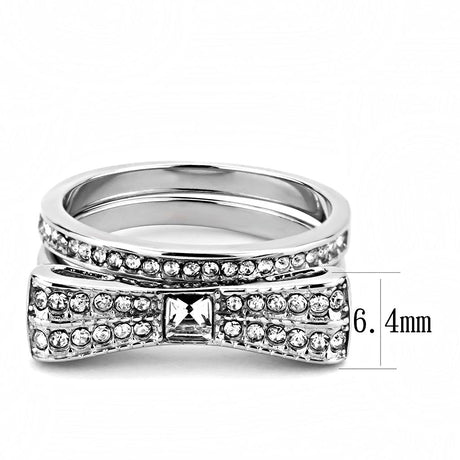 High polished (no plating) Stainless Steel Ring with Top Grade Crystal  in Clear