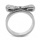 High polished (no plating) Stainless Steel Ring with Top Grade Crystal  in Clear