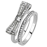 High polished (no plating) Stainless Steel Ring with Top Grade Crystal  in Clear