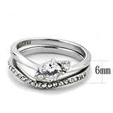 High polished (no plating) Stainless Steel Ring with AAA Grade CZ  in Clear