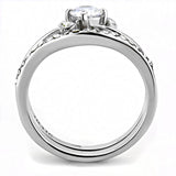High polished (no plating) Stainless Steel Ring with AAA Grade CZ  in Clear