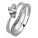 High polished (no plating) Stainless Steel Ring with AAA Grade CZ  in Clear