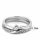 High polished (no plating) Stainless Steel Ring with AAA Grade CZ  in Clear
