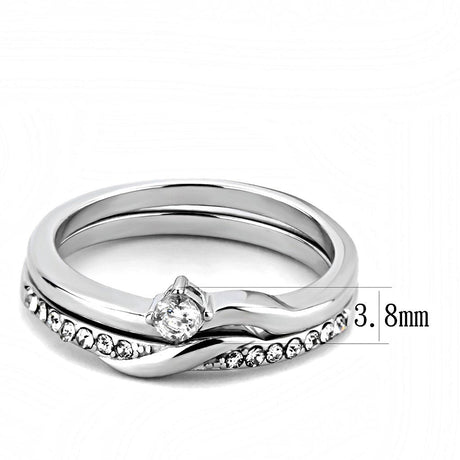 High polished (no plating) Stainless Steel Ring with AAA Grade CZ  in Clear