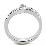 High polished (no plating) Stainless Steel Ring with AAA Grade CZ  in Clear
