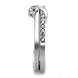 High polished (no plating) Stainless Steel Ring with AAA Grade CZ  in Clear