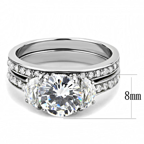 High polished (no plating) Stainless Steel Ring with AAA Grade CZ  in Clear