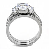 High polished (no plating) Stainless Steel Ring with AAA Grade CZ  in Clear