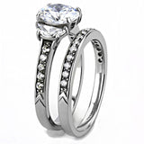 High polished (no plating) Stainless Steel Ring with AAA Grade CZ  in Clear