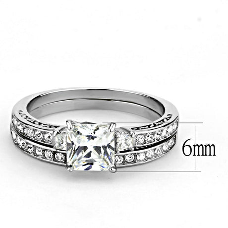 High polished (no plating) Stainless Steel Ring with AAA Grade CZ  in Clear