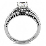 High polished (no plating) Stainless Steel Ring with AAA Grade CZ  in Clear