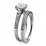 High polished (no plating) Stainless Steel Ring with AAA Grade CZ  in Clear