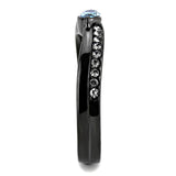 IP Light Black  (IP Gun) Stainless Steel Ring with AAA Grade CZ  in Sea Blue