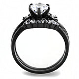 IP Black(Ion Plating) Stainless Steel Ring with AAA Grade CZ  in Clear