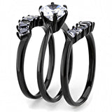 IP Black(Ion Plating) Stainless Steel Ring with AAA Grade CZ  in Clear