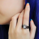 IP Black(Ion Plating) Stainless Steel Ring with AAA Grade CZ  in Clear