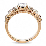 IP Rose Gold(Ion Plating) Stainless Steel Ring with AAA Grade CZ  in Clear