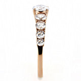 IP Rose Gold(Ion Plating) Stainless Steel Ring with AAA Grade CZ  in Clear