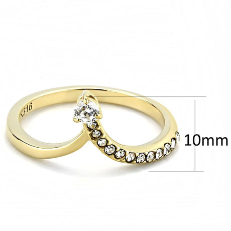 IP Gold(Ion Plating) Stainless Steel Ring with AAA Grade CZ  in Clear