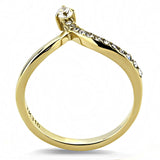 IP Gold(Ion Plating) Stainless Steel Ring with AAA Grade CZ  in Clear