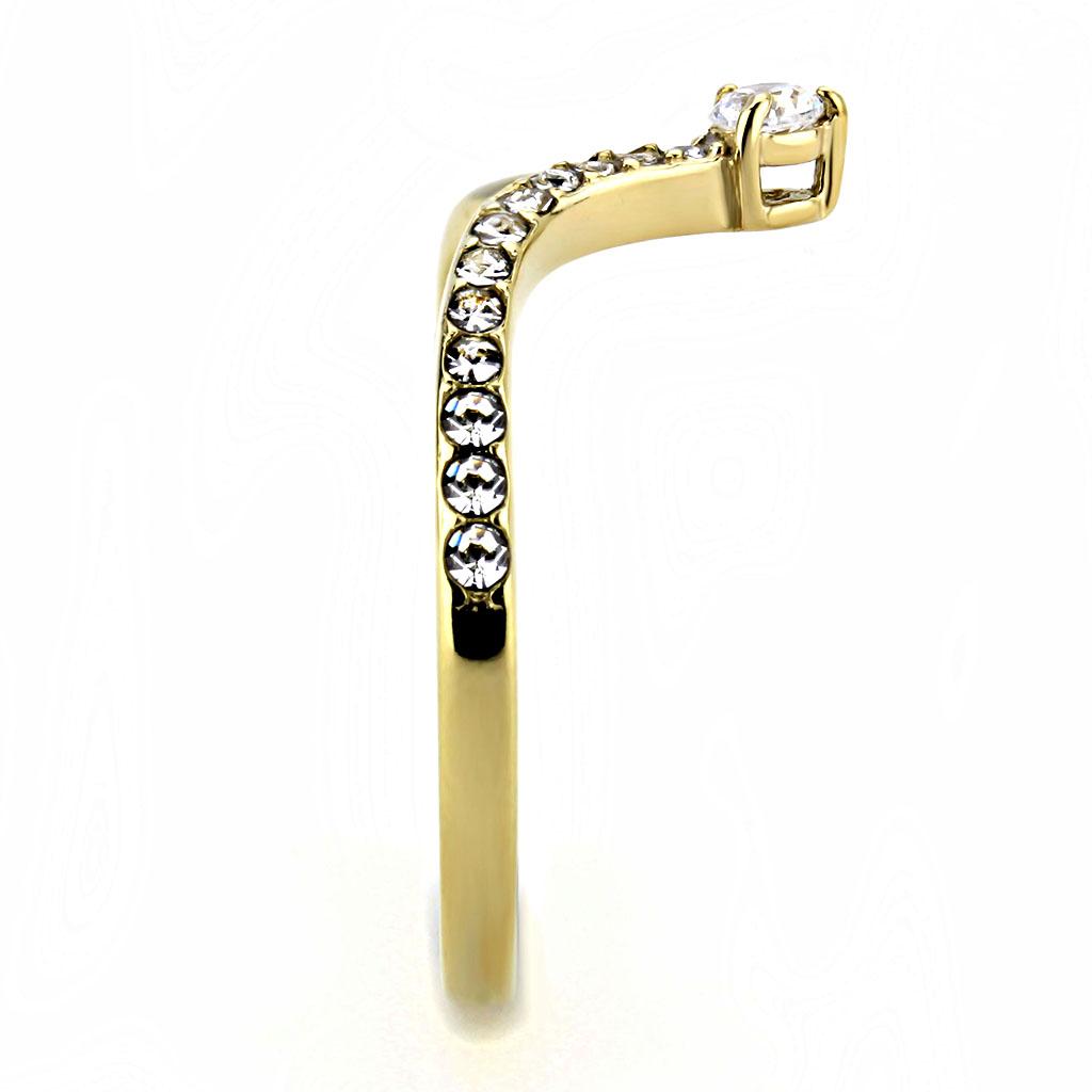 IP Gold(Ion Plating) Stainless Steel Ring with AAA Grade CZ  in Clear