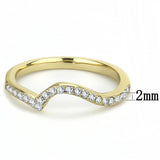 IP Gold(Ion Plating) Stainless Steel Ring with Top Grade Crystal  in Clear