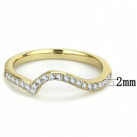 IP Gold(Ion Plating) Stainless Steel Ring with Top Grade Crystal  in Clear