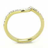 IP Gold(Ion Plating) Stainless Steel Ring with Top Grade Crystal  in Clear