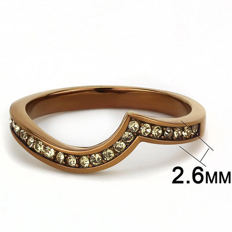 IP Coffee light Stainless Steel Ring with Top Grade Crystal  in Light Smoked