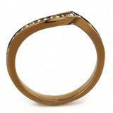 IP Coffee light Stainless Steel Ring with Top Grade Crystal  in Light Smoked