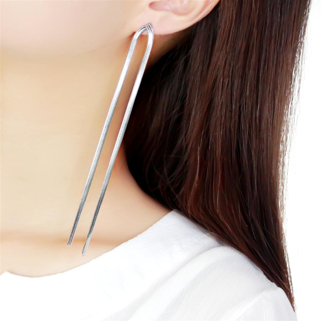 High polished (no plating) Stainless Steel Earrings with No Stone