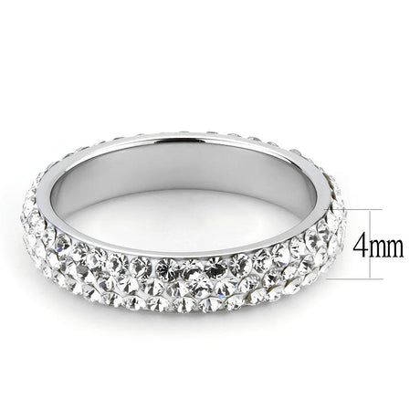 High polished (no plating) Stainless Steel Ring with Top Grade Crystal  in Clear