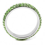High polished (no plating) Stainless Steel Ring with Top Grade Crystal  in Peridot