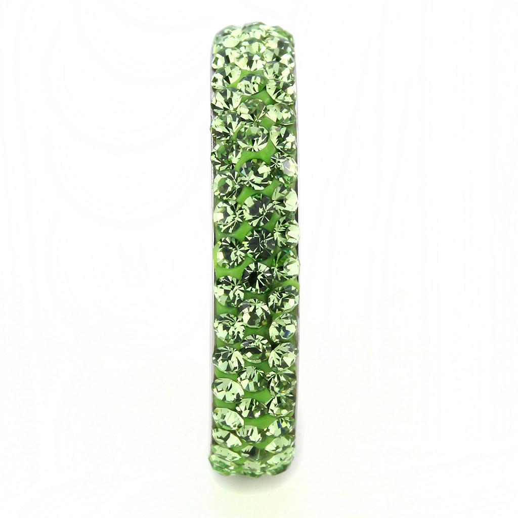 High polished (no plating) Stainless Steel Ring with Top Grade Crystal  in Peridot