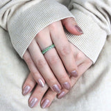 High polished (no plating) Stainless Steel Ring with Top Grade Crystal  in Peridot