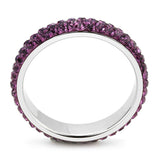 High polished (no plating) Stainless Steel Ring with Top Grade Crystal  in Amethyst