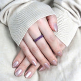 High polished (no plating) Stainless Steel Ring with Top Grade Crystal  in Amethyst