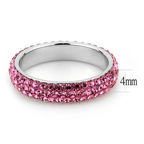 High polished (no plating) Stainless Steel Ring with Top Grade Crystal  in Rose