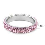 High polished (no plating) Stainless Steel Ring with Top Grade Crystal  in Light Rose