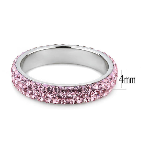 High polished (no plating) Stainless Steel Ring with Top Grade Crystal  in Light Rose