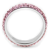 High polished (no plating) Stainless Steel Ring with Top Grade Crystal  in Light Rose