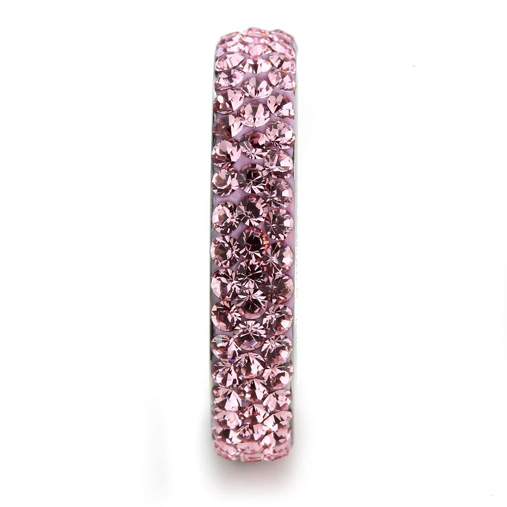 High polished (no plating) Stainless Steel Ring with Top Grade Crystal  in Light Rose