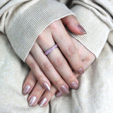 High polished (no plating) Stainless Steel Ring with Top Grade Crystal  in Light Rose