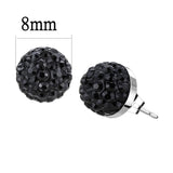 High polished (no plating) Stainless Steel Earrings with Top Grade Crystal  in Jet