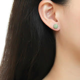 High polished (no plating) Stainless Steel Earrings with Top Grade Crystal  in Peridot