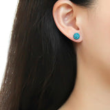 High polished (no plating) Stainless Steel Earrings with Top Grade Crystal  in Blue Zircon
