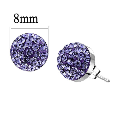 High polished (no plating) Stainless Steel Earrings with Top Grade Crystal  in Tanzanite