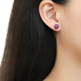 High polished (no plating) Stainless Steel Earrings with Top Grade Crystal  in Amethyst