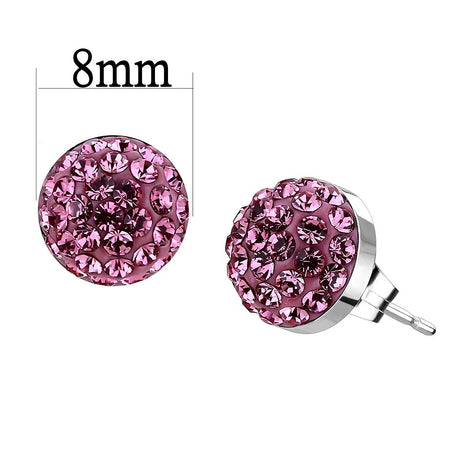 High polished (no plating) Stainless Steel Earrings with Top Grade Crystal  in Rose