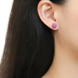 High polished (no plating) Stainless Steel Earrings with Top Grade Crystal  in Rose
